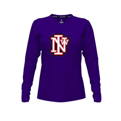 [CUS-DFW-TEES-CMF-VNK-LSL-PUR-FYXS-LOGO1] Comfort T-Shirt (Female Youth XS, Purple, V Neck, Logo 1, Long Sleeve)