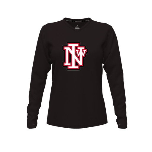 [CUS-DFW-TEES-PER-VNK-LSL-BLK-FYXS-LOGO1] Performance T-Shirt (Female Youth XS, Black, V Neck, Logo 1, Long Sleeve)