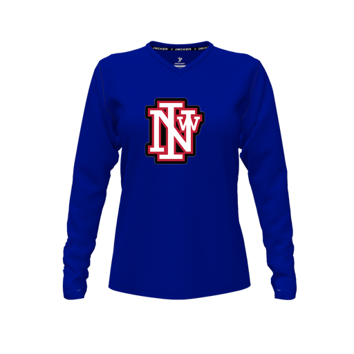 [CUS-DFW-TEES-PER-VNK-LSL-RYL-FYXS-LOGO1] Performance T-Shirt (Female Youth XS, Royal, V Neck, Logo 1, Long Sleeve)