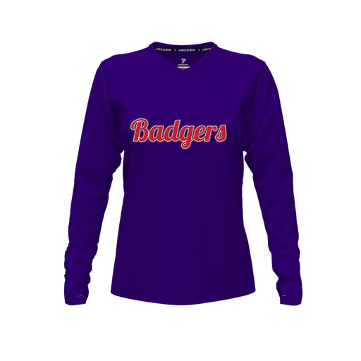 [CUS-DFW-TEES-PER-VNK-LSL-PUR-FYXS-LOGO3] Performance T-Shirt (Female Youth XS, Purple, V Neck, Logo 3, Long Sleeve)
