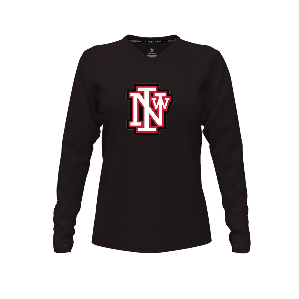 [CUS-DFW-TEES-CMF-VNK-LSL-BLK-FYXS-LOGO1] Decker Comfort T-Shirt (Female Youth XS, Crew Neck, Long Sleeve, Logo 1)