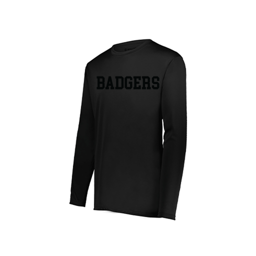 [222823.080.S-LOGO2] Youth LS Smooth Sport Shirt (Youth S, Black, Logo 2)
