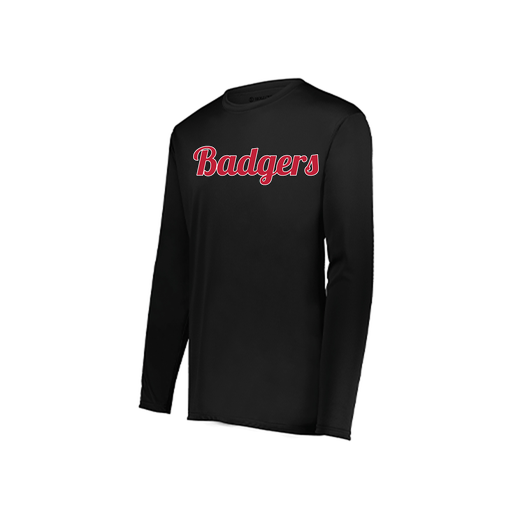 [222823.080.S-LOGO3] Youth LS Smooth Sport Shirt (Youth S, Black, Logo 3)