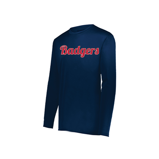 [222823.065.S-LOGO3] Youth LS Smooth Sport Shirt (Youth S, Navy, Logo 3)